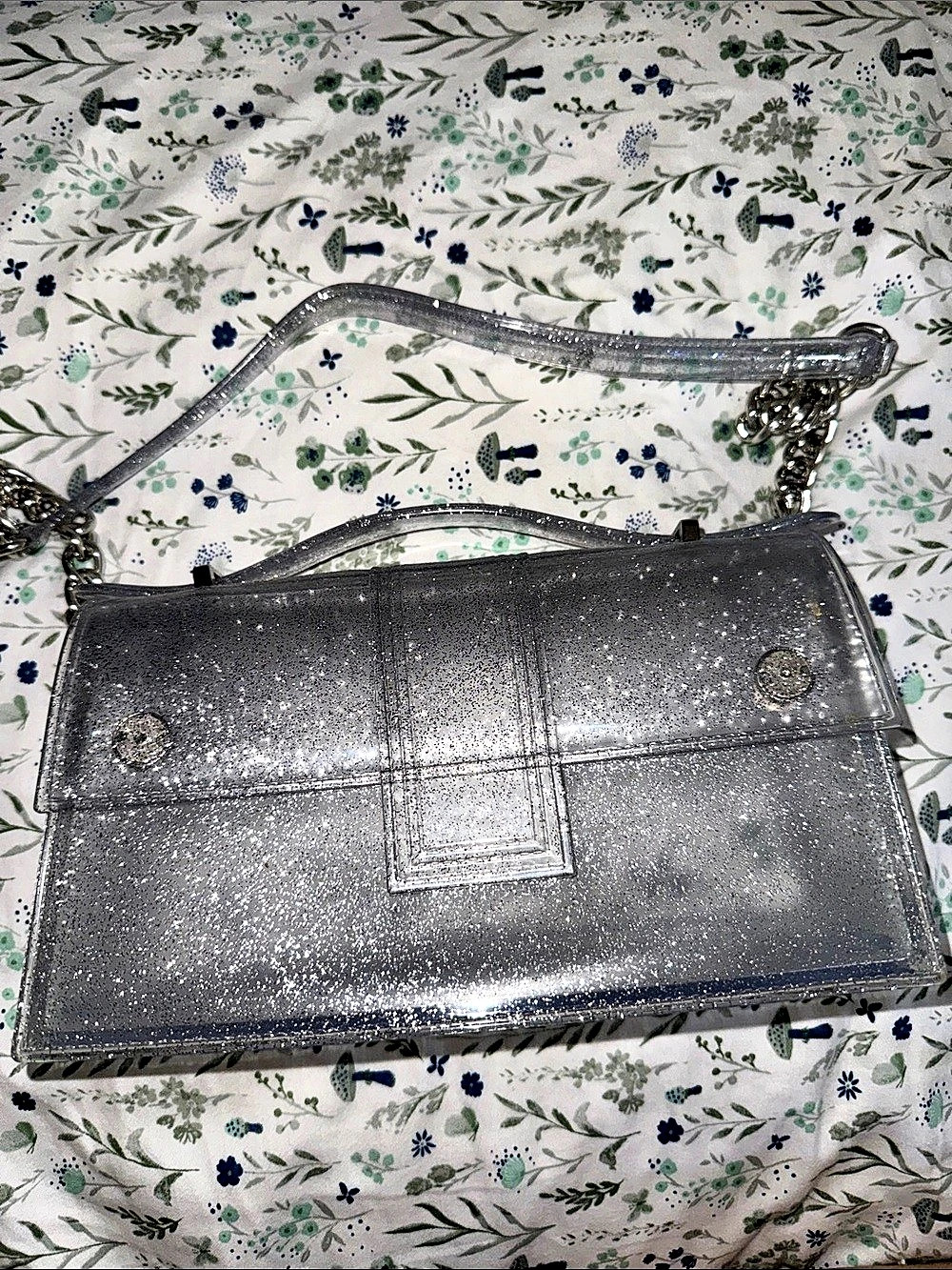 Silver Glitter Chain Shoulder Bag